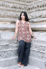 Iknoor maroon print kurti with halter neck