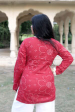 Laal isha bandhej full sleeved kurti