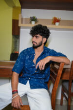 Bandhej blue half sleeved shirt
