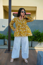 Mustard pumplum full sleeved top